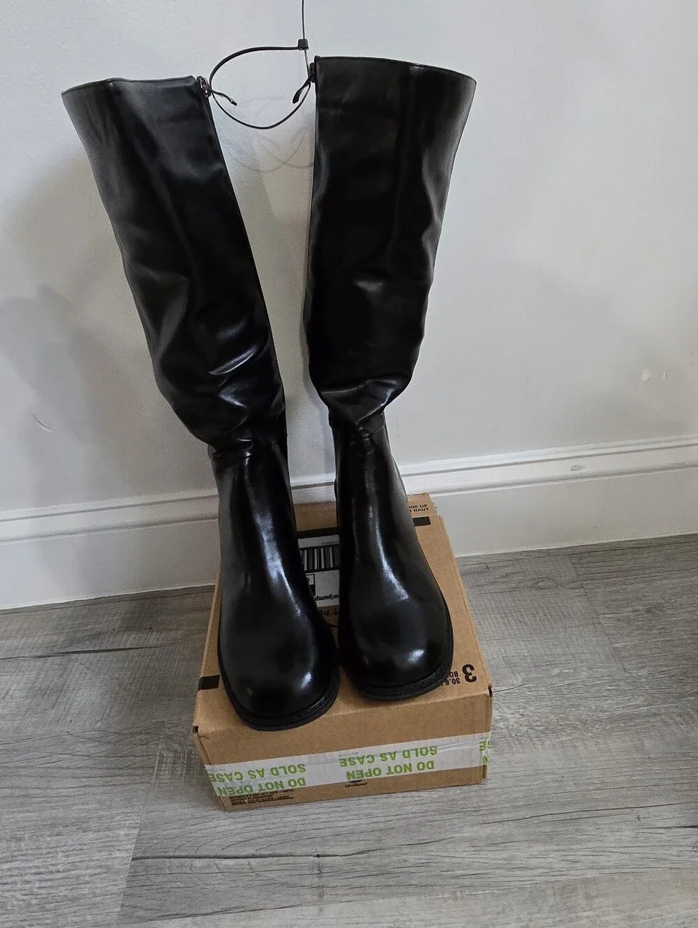 Women's Over-the-Knee Black Leather-Look Boots
